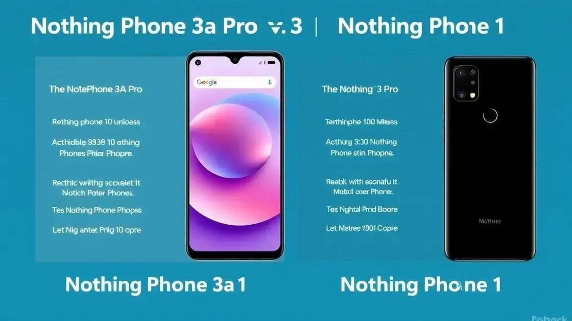 Comparação com outros smartphones da linha Nothing Comparação com outros smartphones da linha Nothing