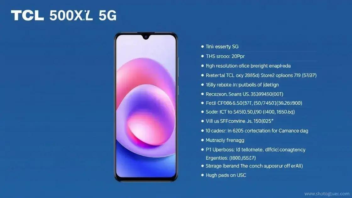 Principais especificações e características